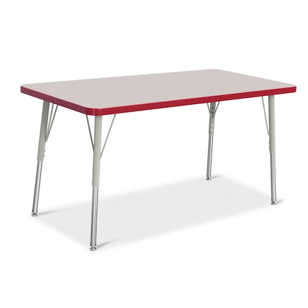 Jonti-Craft Berries Rectangle Activity Table, 24 in. x 48 in., A-height, Freckled Gray/Red/Gray 6403JCA008